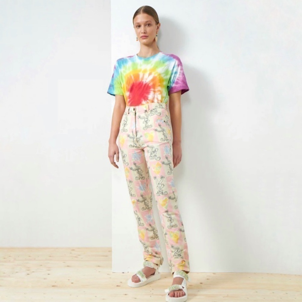 JC de Castelbajac Vintage 90’s Linen Cotton High Waist Pant Tiny Toon Babs Bunny